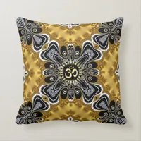 Om Spritiual Art Gold Splash Cushion