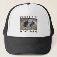 World's Best Cat Dad Paw Prints Pet Photo Trucker Hat
