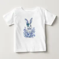  Blue Floral Rabbit 1st Birthday for Kids Baby T-Shirt