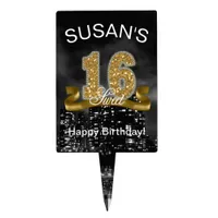 City Lights Sweet Sixteen Gold ID243 Cake Topper