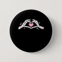 Funny Skeleton Heart Hands Creative Vibe Button