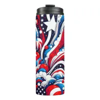 Abstract American Flag Red, White and Blue Thermal Tumbler