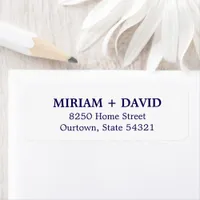 Minimalist Blue Serif Name + Return Address Label