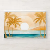 Cute Boho Gold Abstract Beach Landscape With Name HP Laptop Skin