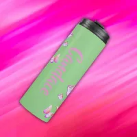 Pretty Pink- Moon, Butterfly, Floral - Monogram | Thermal Tumbler