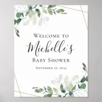 Eucalyptus Gold Glitter Baby Shower Welcome Poster