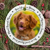 Dog Memorial Personalize 2 Photo Pet Loss Keepsake Ceramic Ornament