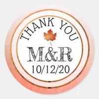 Personalized Fall Leaves Monogram Wedding Stickers