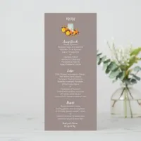 Elegant Rustic Country floral Sunflower Wedding  Menu