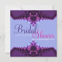 Purple Blue Satin Lace Bridal Shower Invitation