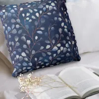 Watercolor Snowdrops Pattern Navy/Copper ID726 Throw Pillow