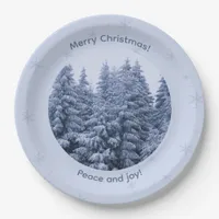 Magical winter forest - christmas party paper plates