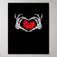 Scary Skeleton Hands And Red Heart Creepy Spooky V Poster