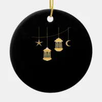Whimsigoth Lantern Full Moon Night Sky Classic Ceramic Ornament