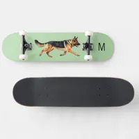 German Shepherd Dog Picture Monogrammed Green Skateboard