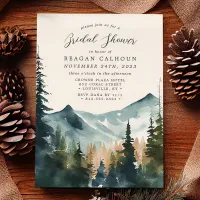 Mountains And Pines Calligraphy Bridal Shower Invitation