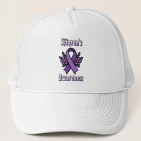 Sjögren's Awareness | Purple Ribbon with flowers Trucker Hat