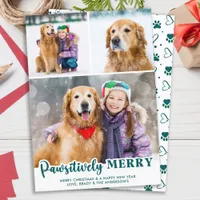 Pet Dog 3 Photos Personalzied Pawsitively Merry Holiday Card