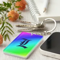 Monogram Rainbow Diagonal Stripes Keychain