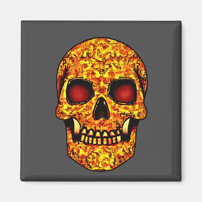 Frightening Halloween skull with red eyes  Magnet