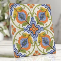 Vibrant Mediterranean Majolica Floral Ceramic Tile