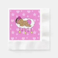 Magenta Ethnic Baby Girl Hearts and Stars Napkins