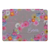 Charming vintage flowers on gray  iPad pro cover