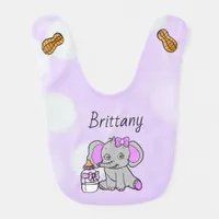 Personalized Purple  Elephant Girl's Baby Bib
