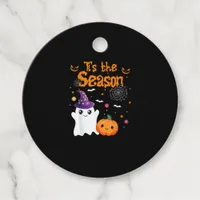 Tis Season Pumpkin Retro Groovy Vintage Halloween Favor Tags