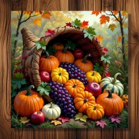 Autumn Harvest and Blessings Cornucopia  Metal Print