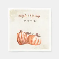 watercolor pumpkins Fall wedding napkin