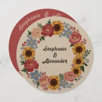 Kraft Boho Floral Wreath Wedding  Invitation