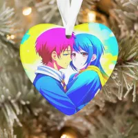 Personalized Anime Couple Hugging Christmas Ornament