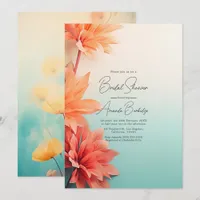 Teal Coral & Soft Yellow Sunset Bridal Shower Invitation