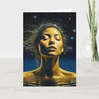 Ethereal Woman Meditating Under the Stars Card