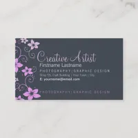 Pink Grey Modern Creative Business Card