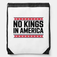 No Kings In America USA Minimal Clean Drawstring Bag