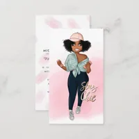 Fashionable Afro Fitness Instructor Girl Business Card