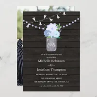 Rustic backyard mason jar Spring Engagement Party Invitation