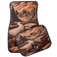 Artistic Hot Rod Leather Scene Car Floor Mat