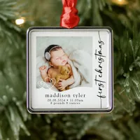 Baby's First Christmas Photo  Metal Ornament