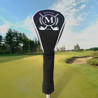 White Name Monogram On Black Golf Club Head Cover