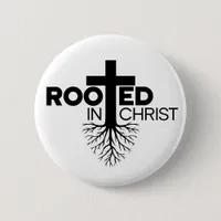 Monochrome Rooted In Christ Christian Bible Verse Button