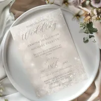 Glam Champagne and Glitter Elegant Photo Wedding Invitation