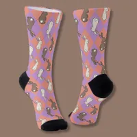 Cute Bunny Rabbit Pink and Purple Pastel Argyle  Socks