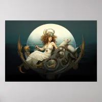 Alone at Sea surreal painting Poster