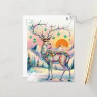 An Adorable Watercolor Christmas Deer Postcard