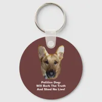 Politics German Shepherd Dog Round Button Keychain