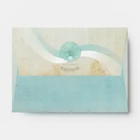 Beach House Clam Shell Aqua Blue ID623 Envelope