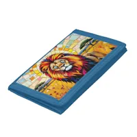 Vibrant Colorful Lion Mosaic   Trifold Wallet